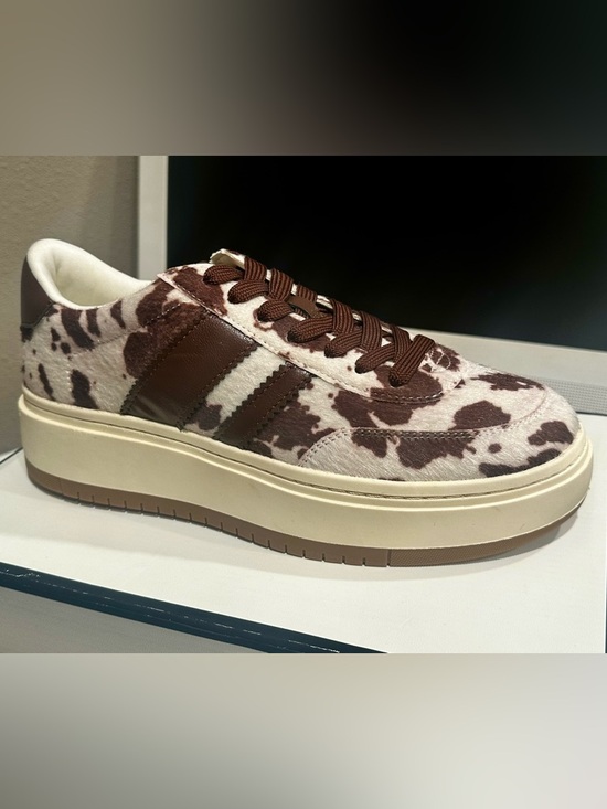 Steve Madden Shoes - Steve Madden Brown and Cream Cow-Print Platform Sneakers